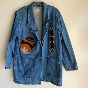 SUNDANCE Vintage Southwest Denim Blazer Jacket Size Medium